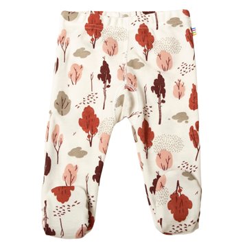 Joha - leggings med fødder i uld/bambus - print med blade rust